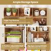Desktop bookshelf with triple top shelves, adjustable shelf, and big open compartment for versatile storage solutions.