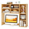 Desktop bookshelf in yellow with 7 open cubbies and 3 adjustable shelves, ideal for organizing books and decor.