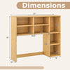 Desktop bookshelf dimensions showing 7 open cubbies and 3 adjustable shelves, ideal for home or office use.