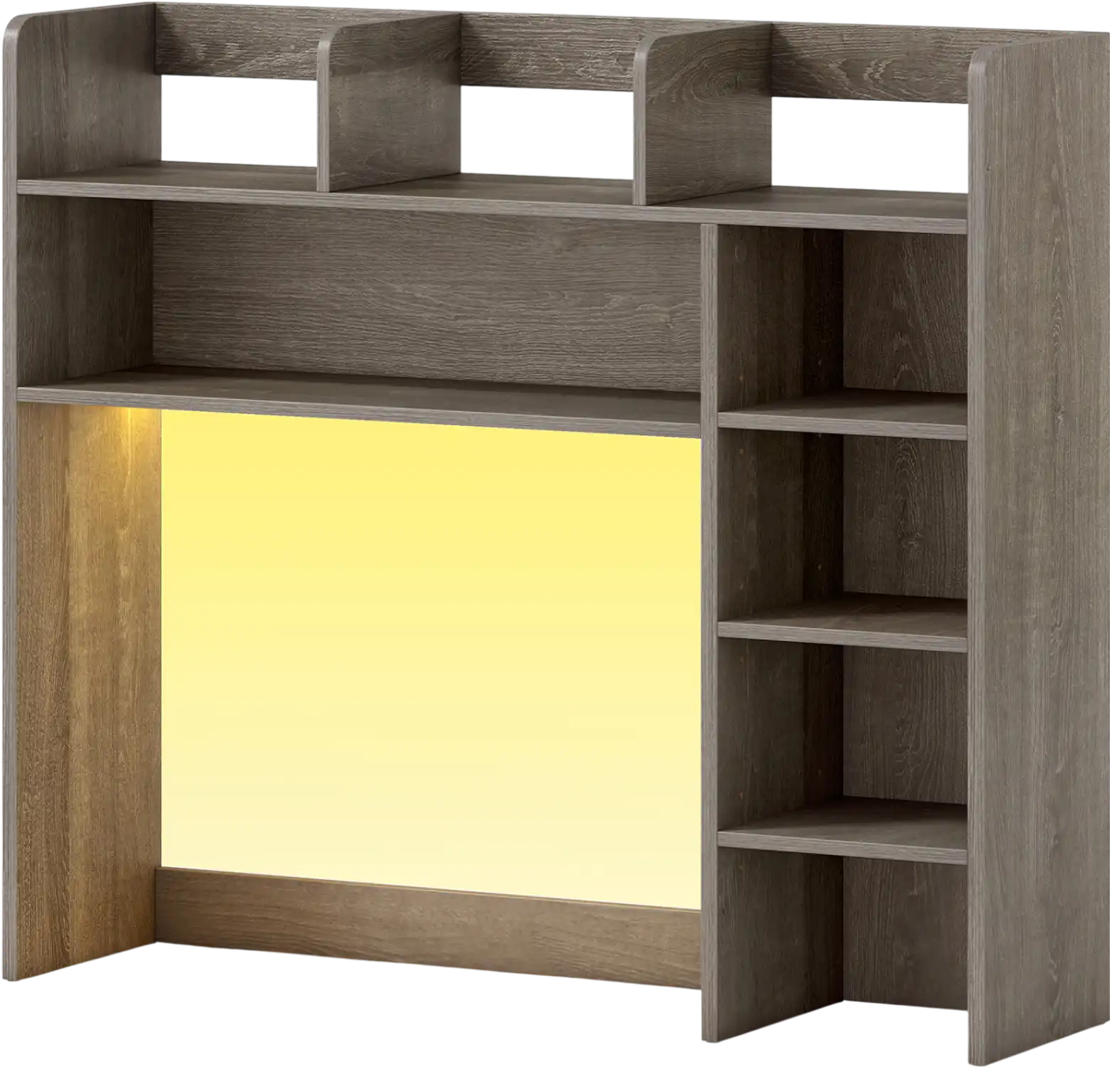 Costway Desktop Bookshelf Desk Hutch Storage Organizer w/ LED Lights 35.5