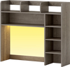 Desktop bookshelf with LED lights in oak, featuring adjustable shelves and RGB lighting for stylish organization.