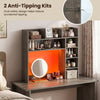 Desktop bookshelf with LED lights, oak finish, featuring anti-tipping design and adjustable shelves for optimal storage.