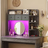 Desktop Bookshelf with LED Lights 5-Tier Shelves and 3 Drawers for Home Officce-Oak Gray - Gallery View 1 of 10