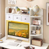 Desktop Bookshelf with LED Lights 5-Tier Shelves and 3 Drawers for Home Officce-White - Gallery View 1 of 10