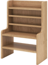 6-tier mini storage rack in natural wood finish with 2 removable shelves, perfect for desktop organization.