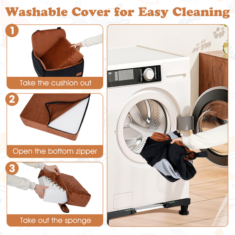 Removable cushion with washable cover for the detachable dog booster car seat, ideal for easy cleaning and pet comfort.