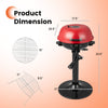 Dimensions of the 1600W Electric BBQ Grill in red, featuring a removable warming rack for indoor and outdoor use.