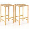 Natural 26-inch dining bar stool set of 2 with woven paper rope seats, sturdy rubber wood construction for indoor and.