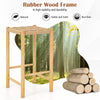 Natural 26-inch dining bar stool with rubber wood frame and woven paper rope seat, ideal for indoor and outdoor use.