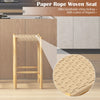 Natural 26-inch dining bar stool with paper rope woven seat, showcasing elegant design and sturdy rubber wood.