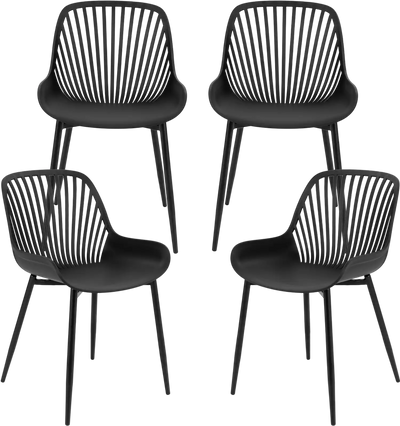 Costway Modern Dining Chair Set Metal Legs Cutout Back Curved Seat 68925143 New