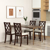 Brown dining chair set of 2 with upholstered seat cushions and rubber wood legs, perfect for kitchen or dining room use.