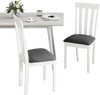 White dining chair set of 2 with padded seats and rubber wood frames, ideal for kitchen or dining room use.