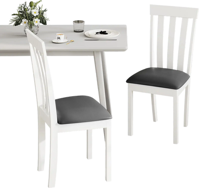 Costway Set of 2 Upholstered Wooden Dining Chairs White 73289516 New