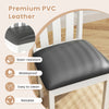Close-up of a padded seat in premium PVC leather, waterproof and easy to clean, ideal for dining chair comfort.