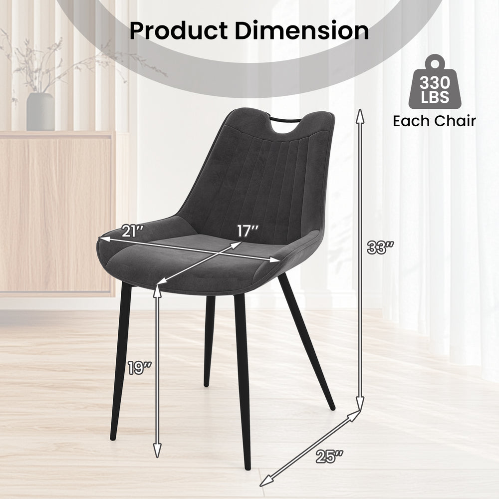 Gray dining chair dimensions showcasing ergonomic design, PU leather upholstery, and sturdy metal legs for versatile.
