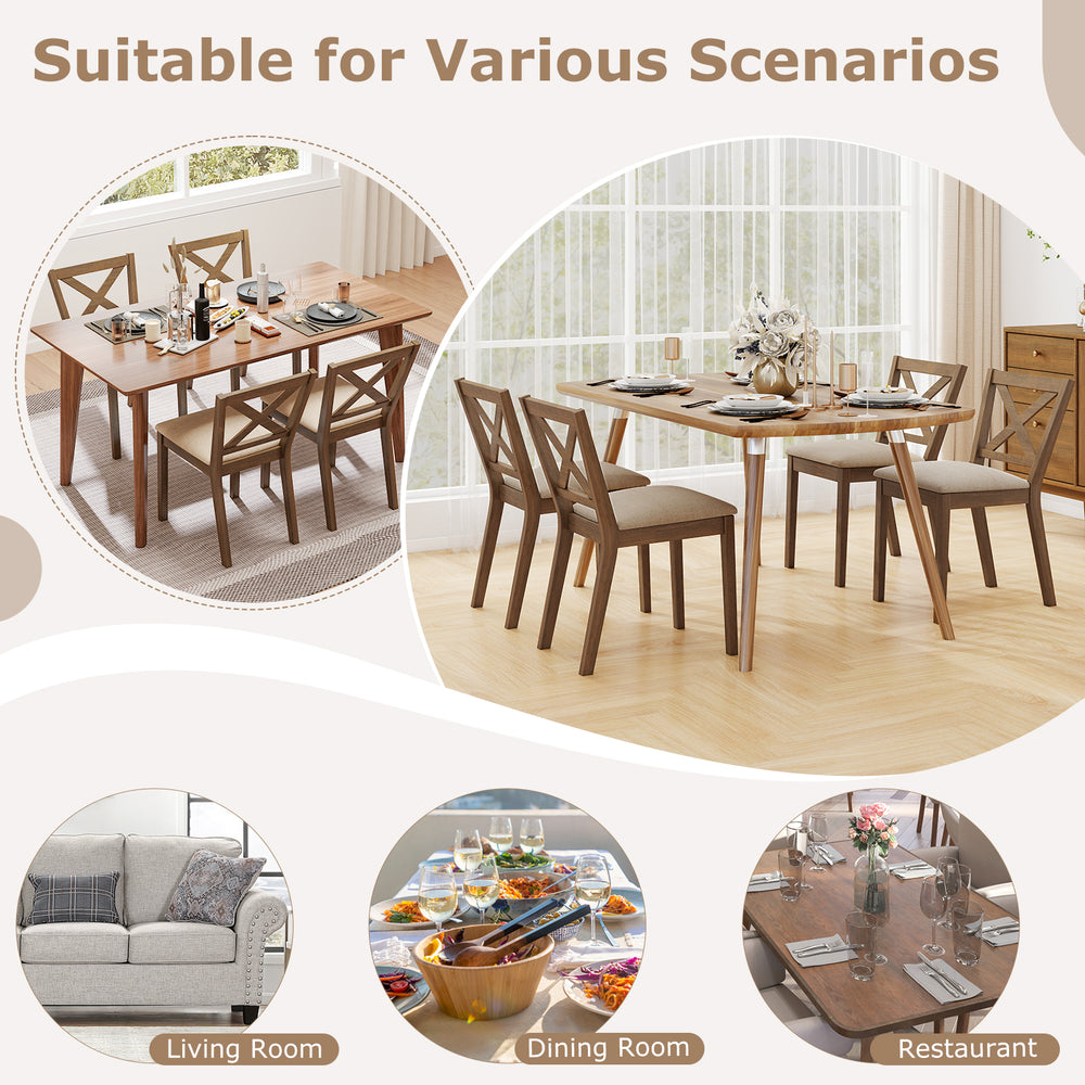 Modern dining chair set of 2 with upholstered seats, ergonomic backrest, and natural wood for dining rooms or kitchens.