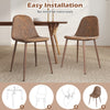Set of 4 brown faux PU leather dining chairs with metal legs, featuring curved seats for comfort and easy installation.