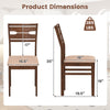 Dining chair dimensions showing a rubber wood frame, padded seat, and ergonomic backrest for comfortable seating.