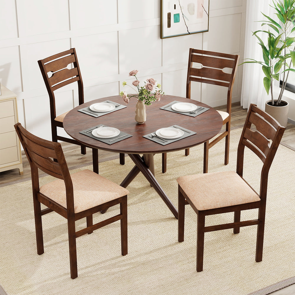 Dining Chair Set of 2/4 with Rubber Wood Frame and Padded Seat-4 - Gallery View 1 of 9