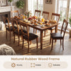 Walnut dining chair set featuring a natural rubber wood frame, curved backrest, and sponge padded seat for comfort.