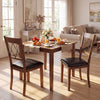 Set of 2 walnut dining chairs with fabric upholstery and cross back design, perfect for kitchen or dining room use.