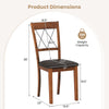 Dining chair dimensions with a walnut rubber wood frame, featuring a padded seat and elegant cross back design.