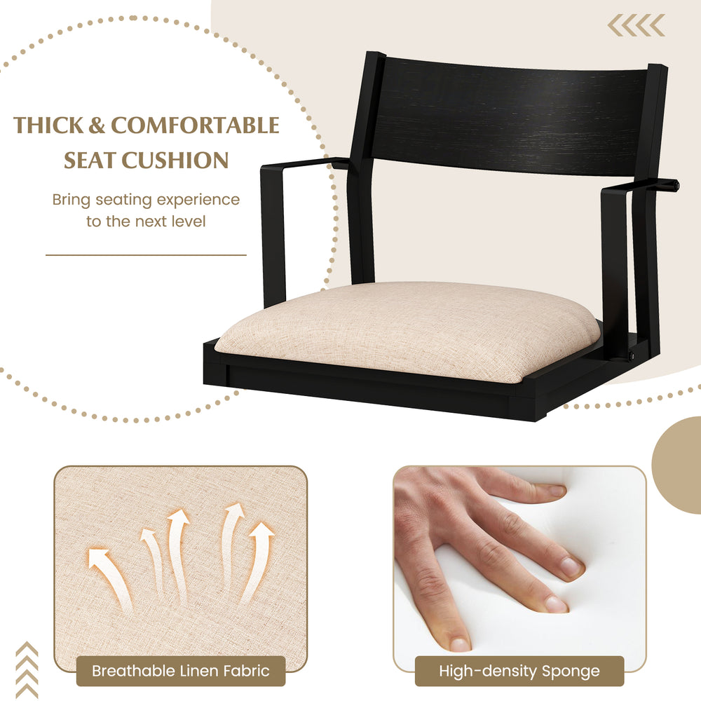 Dining chair with padded seat and contoured backrest in beige, featuring breathable linen fabric for comfort and.