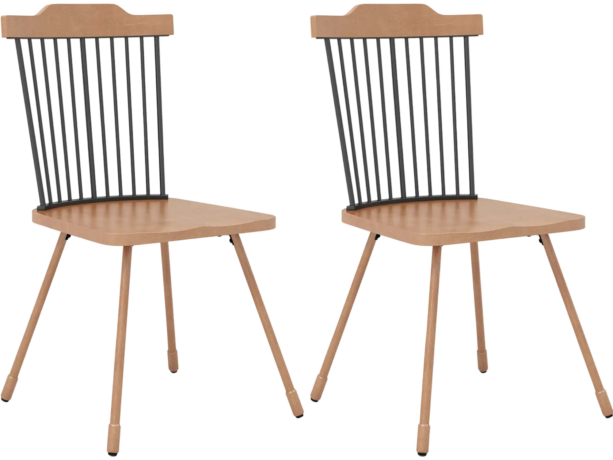 Costway Dining Chairs Spindle Back Ergonomic Contoured Seat Set of 2 695473281 New
