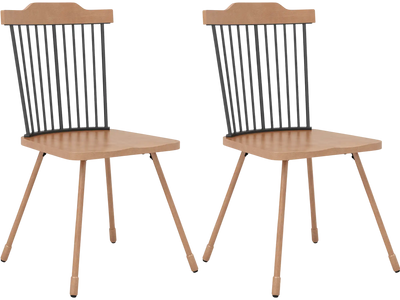 Costway Dining Chairs Spindle Back Ergonomic Contoured Seat Set of 2 695473281 New