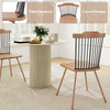 Dining chair set of 2 with spindle back, ergonomic contoured seat, and sturdy rubber wood finish for stylish dining.