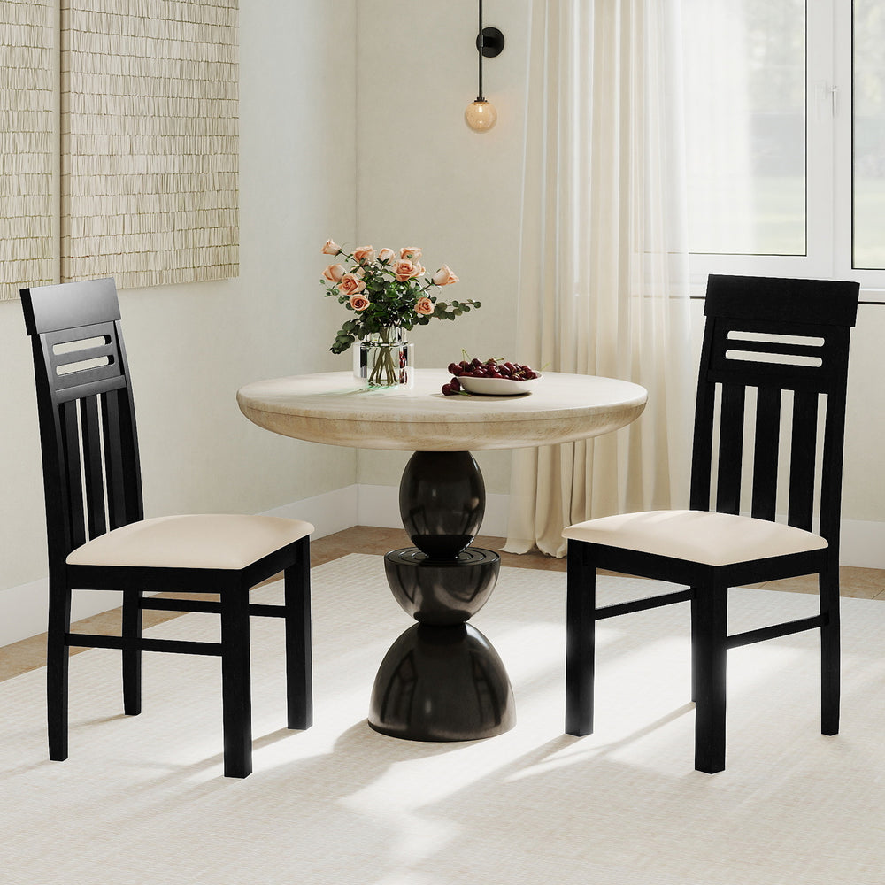 High back black dining chairs set of 2 with ergonomic design and PU leather, perfect for dining room comfort.