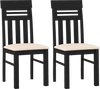 Set of 2 black dining chairs with high back, ergonomic design, and PU leather seat for comfort and durability.