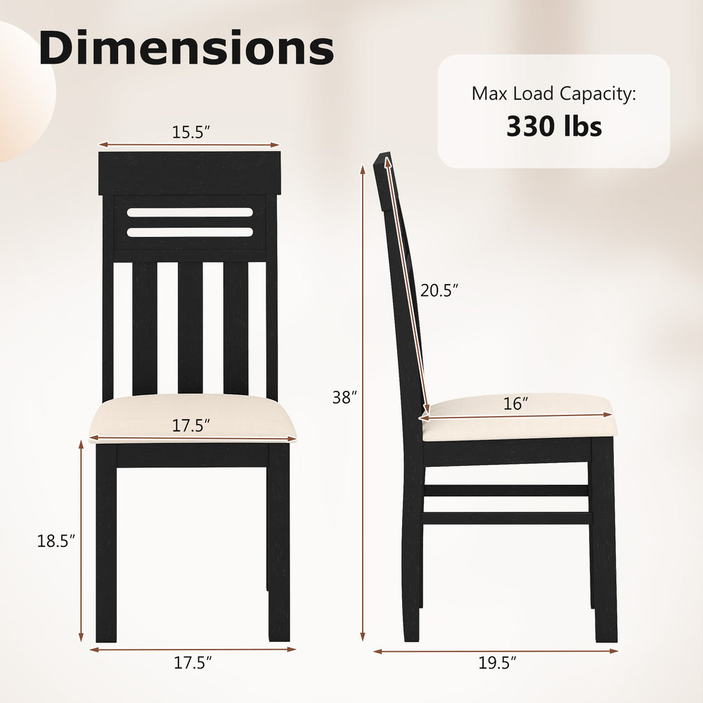 High back black dining chair dimensions with ergonomic design, PU leather, and 330 lbs capacity for dining rooms.