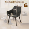 Upholstered accent chair dimensions with black fabric, rubber wood legs, and comfy padded backrest for versatile use.