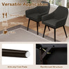 Set of 2 black upholstered dining chairs with padded backrest, rubber wood legs, and anti-slip foot pads for stability.