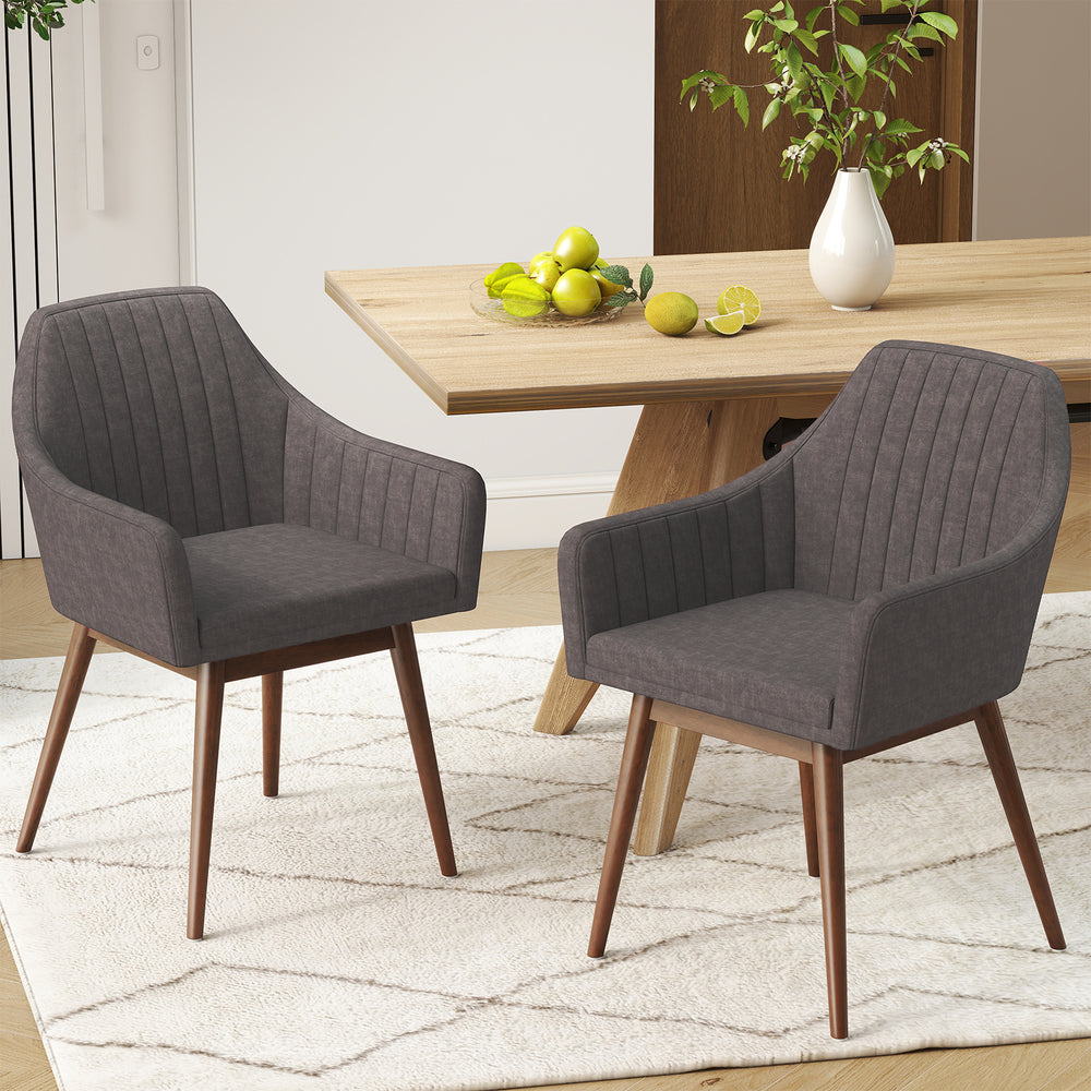 Dining Chairs Set of 2 Upholstered Accent Chairs with Comfy Padded Backrest and Seat-Gray - Gallery View 1 of 9