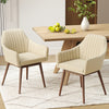 Dining Chairs Set of 2 Upholstered Accent Chairs with Comfy Padded Backrest and Seat-Beige - Gallery View 1 of 8