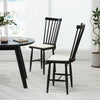 Black Windsor dining chairs set of 2 with removable seat cushions, ergonomic backrest, ideal for dining rooms or.