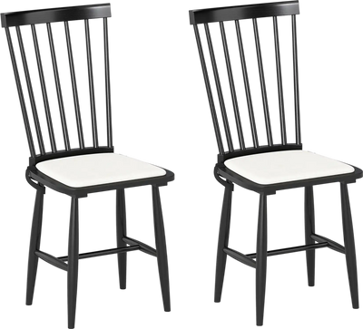 Costway Farmhouse Solid Rubber Wood Windsor Dining Chairs Set of 2 Removable Seat Cushions 46505179 New