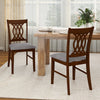 Walnut dining chairs set of 2 with padded seats, ergonomic backrest, and sturdy rubber wood for kitchen or living room.