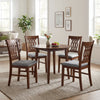 Walnut dining chairs set with padded seats and ergonomic backrests, ideal for kitchen and living room use.
