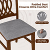 Padded seat dining chair in walnut finish with breathable fabric and high-density sponge filling for kitchen comfort.