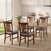 Walnut dining chairs set with padded seats, ergonomic backrest, and sturdy rubber wood for kitchen or living room use.