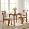 Set of 2 brown dining chairs with rubber wood frame and padded backrests, ideal for comfortable dining experiences.