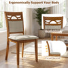 Brown dining chair with rubber wood frame, padded backrest, and ergonomic design for comfortable seating in dining.