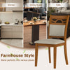 Brown dining chair set of 2 with rubber wood frame and padded backrest, ideal for kitchen or dining room use.