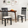 Set of 2 black dining chairs with padded seats and ergonomic high backs, perfect for dining room comfort.