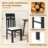 High back dining chair set of 2 in black, featuring rubber wood frame and padded seat for comfort and durability.