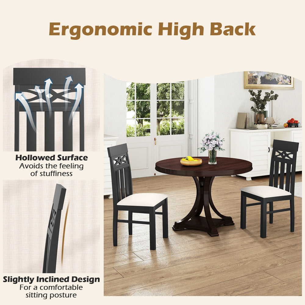 High back dining chairs set of 2 with padded seat, rubber wood frame, and ergonomic design for comfort.